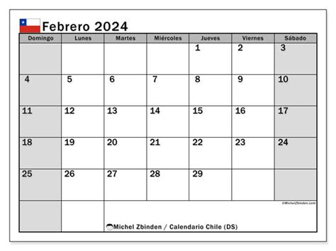 calendario 2024 chile febrero